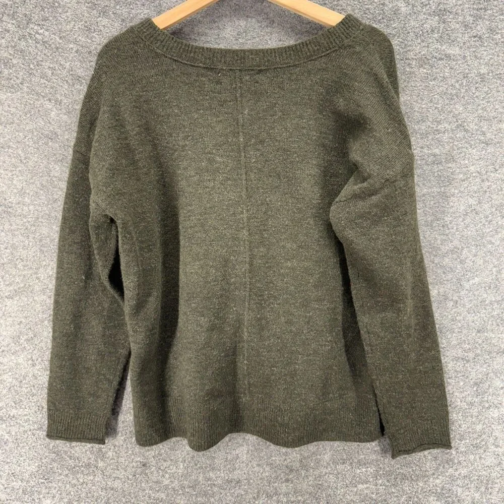Lucky Brand Sweater Pullover Women S Small Gray Knit V-Neck Long Sleeve Wool - Picture 2 of 7